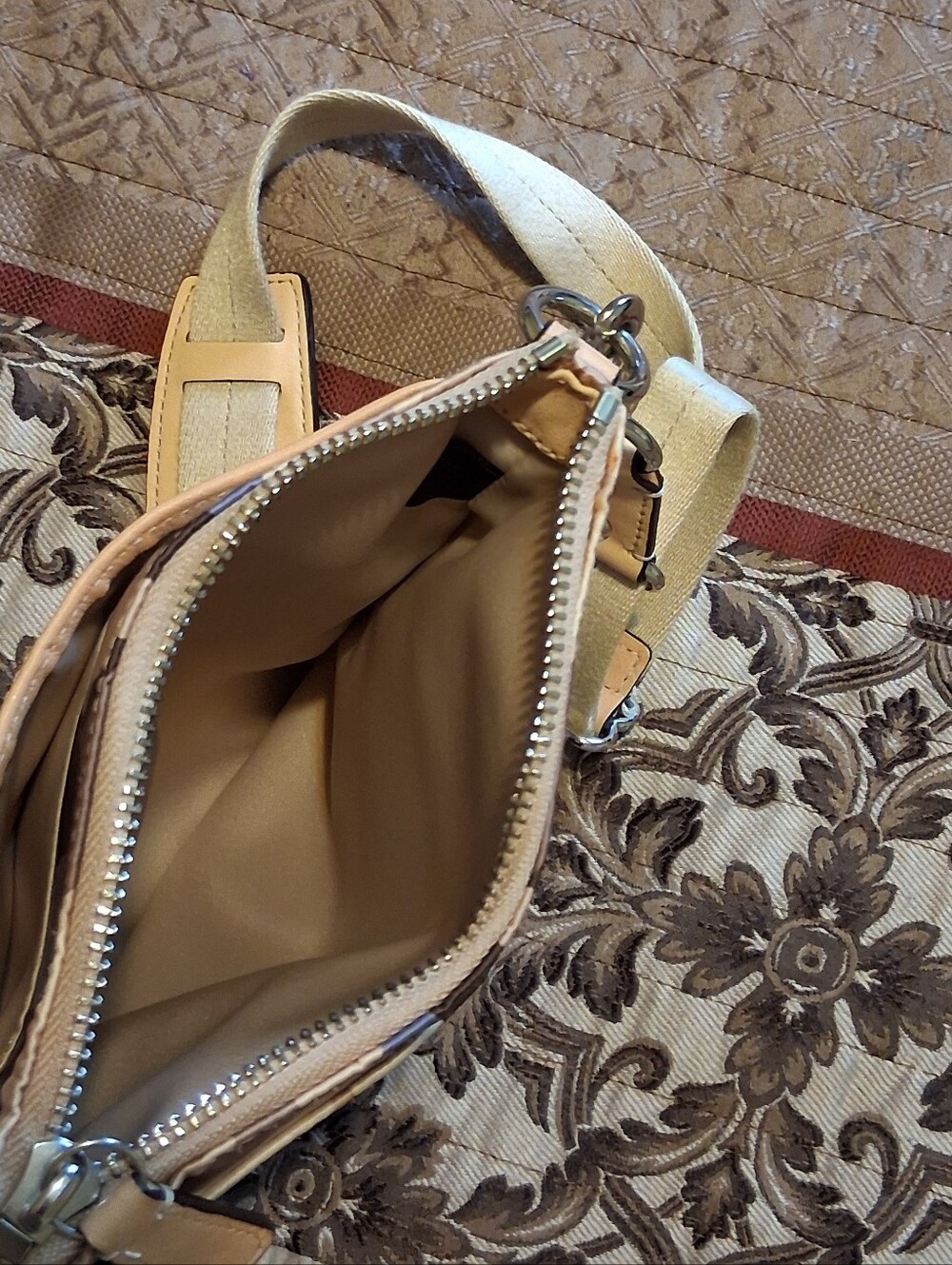 Coach Crossbody Bags Women Purple Brown Adjustable Strap Satin - Picture 6 of 14